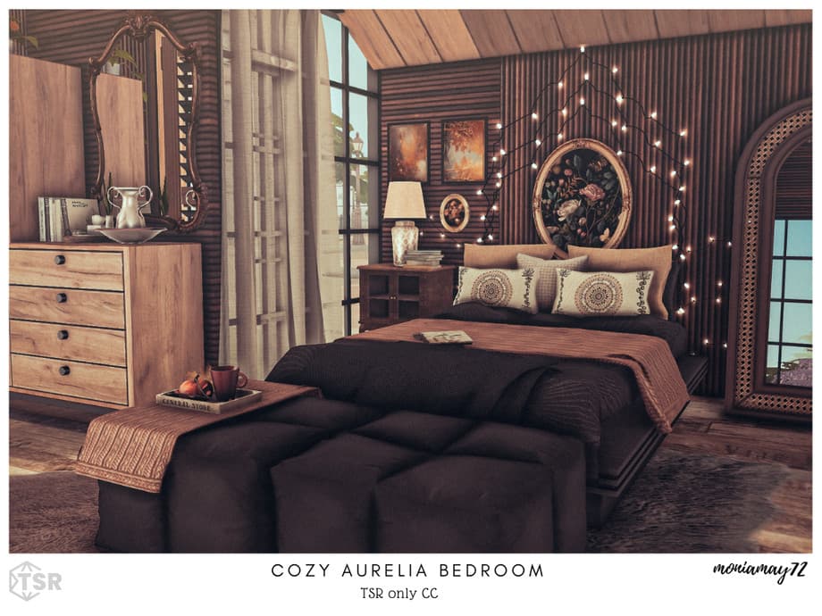 Скриншот мода Спальня Cozy Aurelia Bedroom CC (лот)